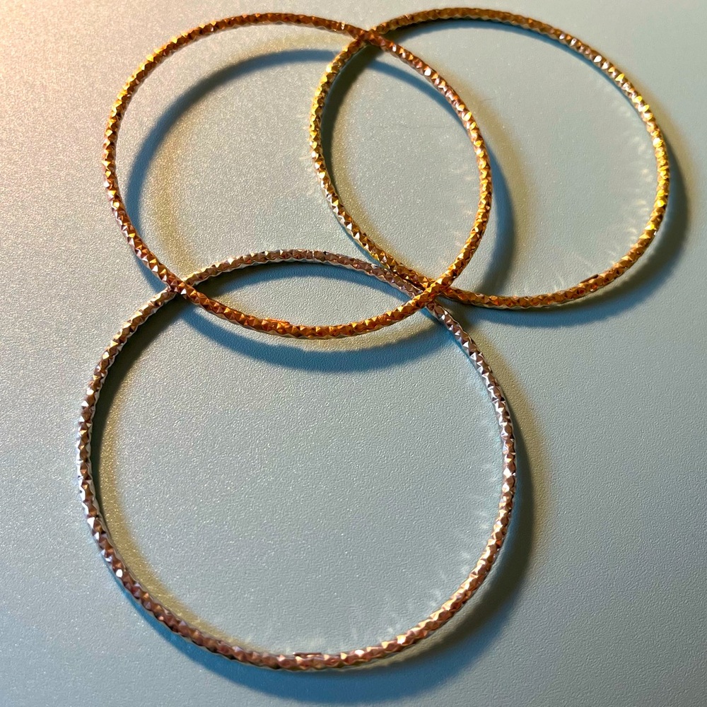 14k Tri-Color Gold Bangle Set